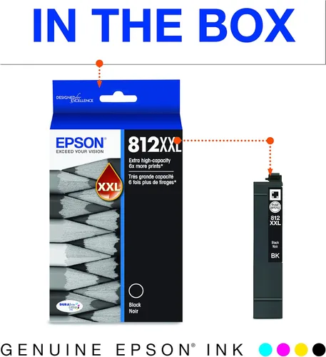 Miniatura 6 de Epson T812 DURABrite Ultra Ink Cartucho negro de capacidad extra alta (T812XXL120-S) y T812 DURABrite Ultra - Tinta de capacidad estándar Negro