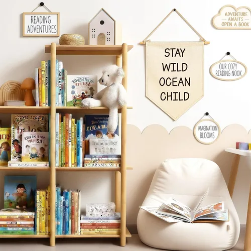 Miniatura 7 de Banderín Colgante de Lona "Stay Wild Ocean Child" - Bandera Decorativa para Pared, Regalo para Guardería, Bebé, Niños, Niño, Niña, Recién Nacido