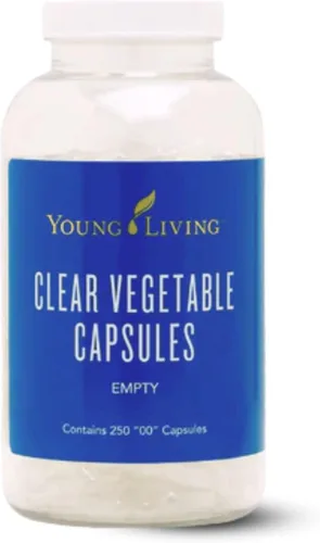 Young Living Cápsulas vegetales transparentes – 250 unidades – Mezclas de aceites esenciales, vitaminas, suplementos herbales y necesidades