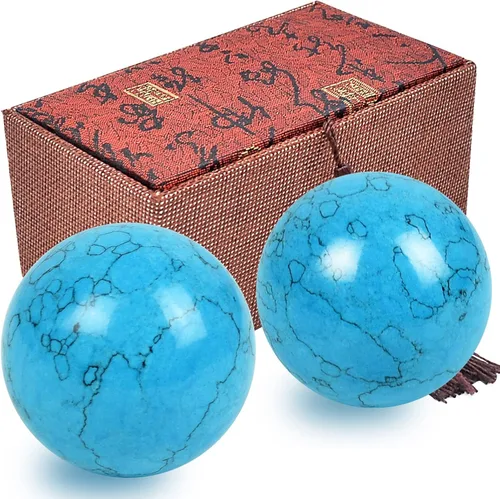 Miniatura 16 de fengshuisale Feng Shui Bolas de salud chinas (azul con fénix y dragón) 3.8cm/1.5" Pulsera de cuerda roja Blanco