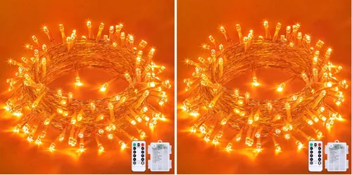 Miniatura 24 de JMEXSUSS Luces de Navidad multicolor que funcionan con pilas con 8 modos de control remoto, impermeables, 33 pies, 100 luces LED de Navidad