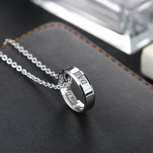Miniatura 4 de YEEQIN Collar con colgante de anillo con texto en inglés "I Love You" para mamá, papá, hija, hijo, regalo para miembro de la familia