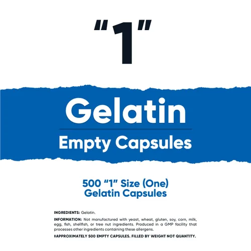 Miniatura 2 de Nutricost Cápsulas vacías de gelatina tamaño 1-500 cápsulas de gel vacías transparentes '1' - Kosher, sin OMG, sin soja, sin gluten