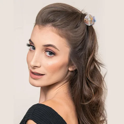 Miniatura 7 de Lurrose Pinzas para el pelo de concha marina: pequeños clips de mandíbula de concha, mini accesorios para el cabello de playa para disfraz de sirena