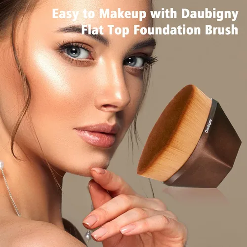 Miniatura 2 de Brocha de maquillaje para base de maquillaje Kabuki, con parte superior plana, para rubor facial y polvo líquido para mezclar líquidos, crema