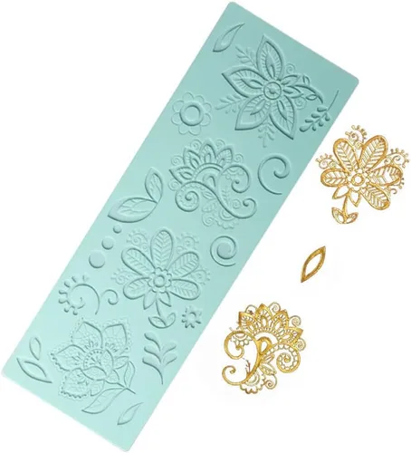 Miniatura 2 de Molde de encaje de flores y hojas, moldes de encaje de fondant, moldes de encaje de silicona para decoración de pasteles de boda, molde de arcilla