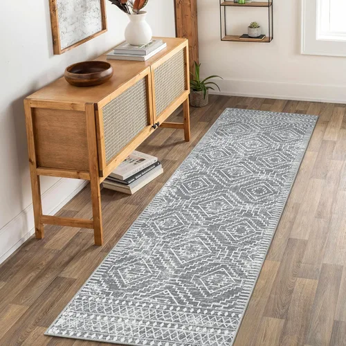 Miniatura 61 de Wonnitar Alfombra marroquí lavable de 5 x 7 pies, color negro, alfombra grande para sala de estar, antideslizante, bohemio, para dormitorio