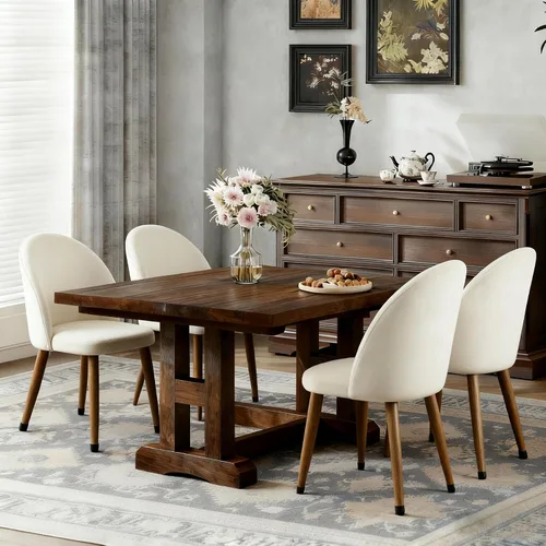 Miniatura 7 de Lightdot Juego de 2 sillas de comedor, cómodos asientos de terciopelo, sillas de sala de estar modernas de mediados de siglo, sillas de cocina