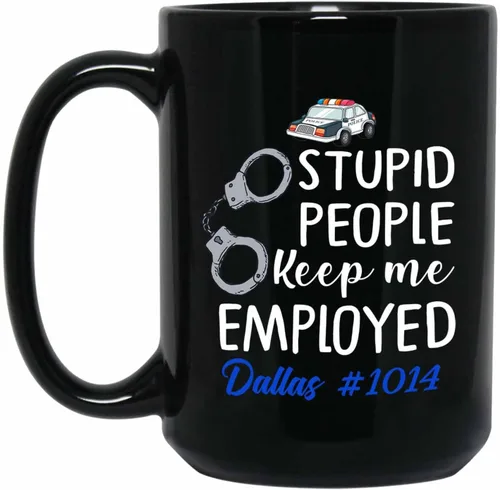 Miniatura 8 de Taza de café personalizada de oficial de policía, regalos para hombres, mujeres, empleados jefes, con texto en inglés "I Fix Stupid But I can