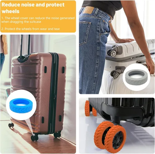 Miniatura 2 de Homimor Fundas para rueda de equipaje, 16 fundas de rueda de maleta, fundas protectoras de rueda de equipaje, fundas protectoras de rueda de maleta