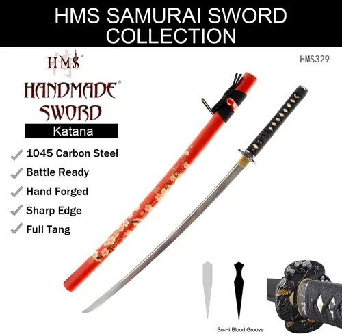 Miniatura 7 de Handmade Sword – Espada Samurai Katana, práctica, forjada a mano, acero al carbono 1045, templada al calor / arcilla, enredadera completa, afilada