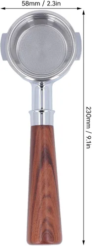 Miniatura 2 de Coffee Products - Portafiltro de café de aluminio de 2.283 in, aleación de 2 orejas, mango de portafiltro sin fondo con pantalla de filtro de una