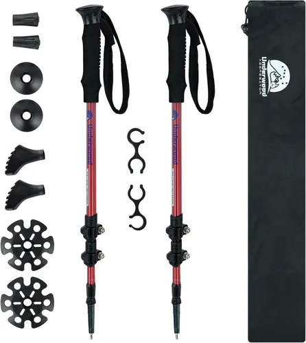 Miniatura 9 de Bastones de senderismo plegables – Paquete de 2 bastones de senderismo ajustables de aluminio, bastones ligeros para mujeres, hombres, personas Negro