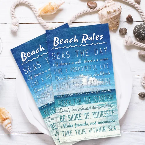 Miniatura 7 de AnyDesign Paquete de 100 servilletas de papel desechables con reglas de playa para verano, servilletas de papel desechables con palabras de mar