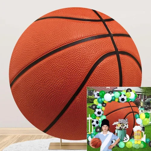 Miniatura 15 de Fondo redondo de fútbol de 6.5 pies, telón de fondo de arco temático deportivo para fiesta y fotografía, decoración de cumpleaños, campo de fútbol