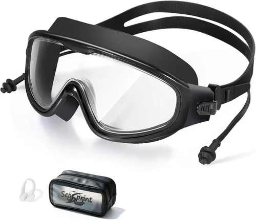 Gafas de natación para adultos, a prueba de fugas, gafas de piscina antivaho, gafas de natación de visión amplia con tapones para los oídos y clip