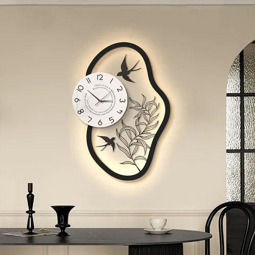 Miniatura 4 de Silent Modern Wall Clock with Pendulum, Living Room Wall Clock Numerals Battery Operation Wall Clocks for Living Room Bedroom(Black)