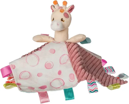 Taggies Manta de seguridad con etiquetas sensoriales, 13 x 13 pulgadas, diseño de jirafa Tilly