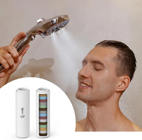 Miniatura 6 de Pavezo® Filtro de ducha para cabezal de ducha de mano 【Pavezo No.MQWY001】Paquete de 2 filtros de repuesto de 15 etapas para agua dura, reduce