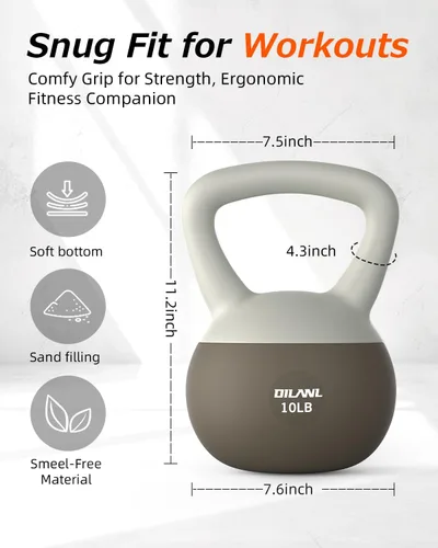Miniatura 4 de Soft Kettlebell, Safe Strength Training Kettle bell, Cushioned Impact-Resistant Base and Anti-Slip Grip Weight, Kettlebells Set for Home Workouts