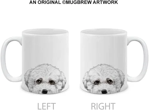 Miniatura 2 de MUGBREW Taza de cerámica con diseño de bichon frisé, taza para café o té, 325 ml