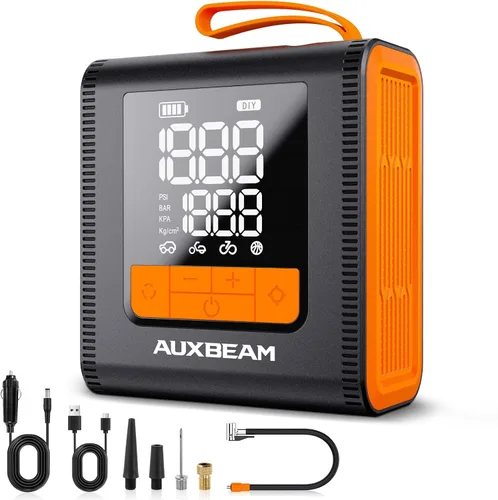 Miniatura 9 de AUXBEAM H4Pro - Inflador de neumáticos portátil, compresor de aire portátil, 150 PSI, 2 en 1, recargable, 5200 mAh, inflador de neumáticos portátil