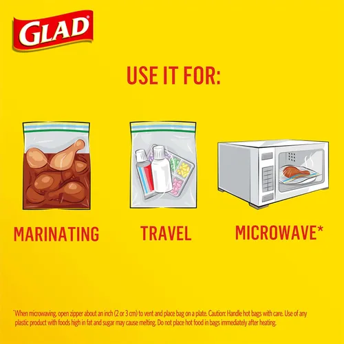 Miniatura 4 de Bolsas de almacenamiento de alimentos Glad, bolsa con cremallera, 100