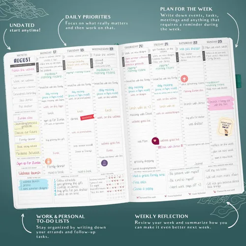Miniatura 3 de Legend Planner PRO Horario Diario y Semanal - Organizador Diario y Semanal con Espacio para Horas. Agenda de Citas y Diario para Trabajo y Personal
