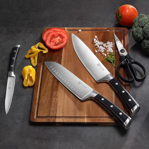 Miniatura 5 de PAUDIN Juego de bloque de cuchillos, 15 piezas, con bloque, juego de cuchillos de cocina de acero inoxidable de alto carbono con afilador, juego