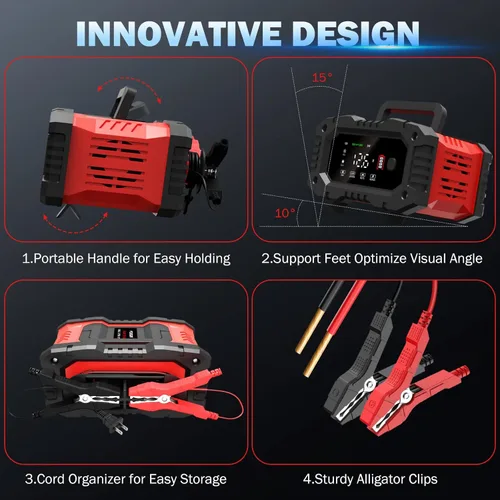 Miniatura 7 de Cargador de batería de coche de 20 amperios, LiFePO4 de 12V/20A y 24V/10A, plomo ácido (AGM/Gel/SLA), cargador inteligente automático de goteo