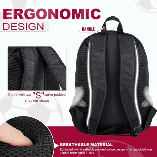 Miniatura 5 de Himal Outdoors - Bolsa de fútbol-mochila para fútbol, mochila para fútbol, voleibol y balonmano, bolsa deportiva con taco separado