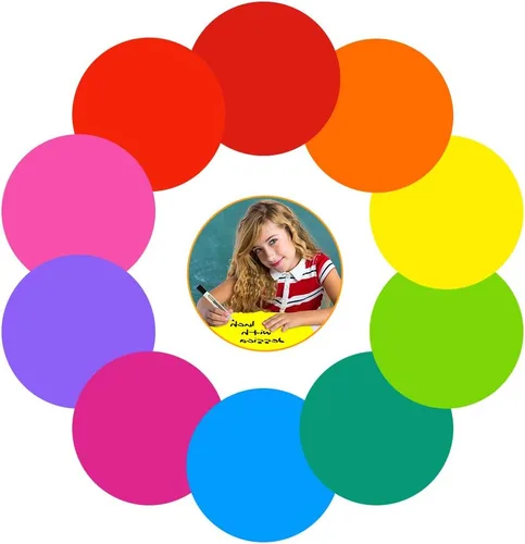 Miniatura 10 de Puntos y Círculos Coloridos de Borrado en Seco, Pegatinas Removibles para Pizarra Blanca, Calcomanías de Pared para Escuela, Aula, Maestros