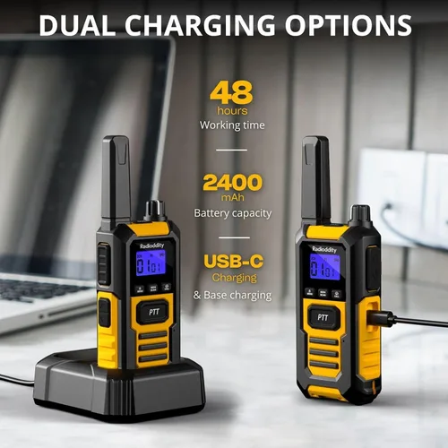Miniatura 5 de Radioddity HD-1 IP67 Walkie Talkies Flotantes Resistentes al Agua de Servicio Pesado, Radio Bidireccional de Largo Alcance con Batería de 2400mAh