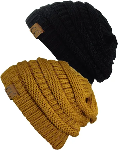 Miniatura 20 de Gorro a la moda de tejido suave abultado, cálido y elástico de C.C