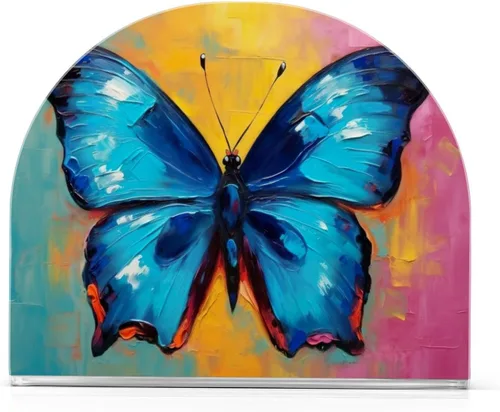 Napkin Holder Oil Painting Butterfly Napkin Holders for Tables, Clear Acrylic Napkin Holders Cocktail Napkin Holder for Kitchen Restaurant Bar Home