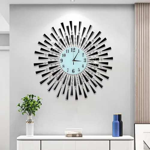 Miniatura 9 de Reloj de pared grande de metal, decorativo, 3D, sin tictac, silencioso, de cuarzo, con números arábigos, para sala de estar, hogar, cocina, Oro ~