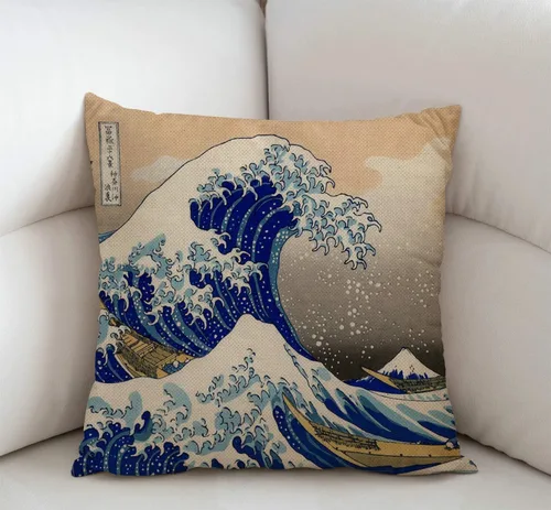 Miniatura 2 de Swono Hokusai The Great Wave - Funda de cojín de lino y algodón de 18 x 18 pulgadas para sofá