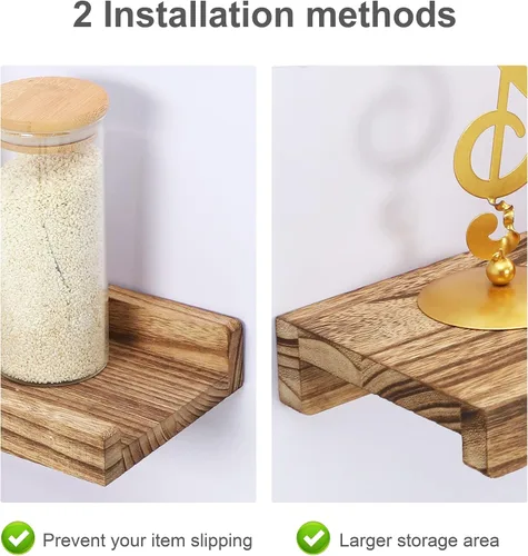 Miniatura 7 de Estantes largos flotantes con labio, juego de 4 estantes de repisa de fotos, marcos de fotos rústicos, estantes de exhibición montados en la pared