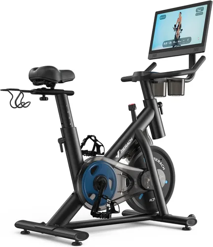 Miniatura 15 de Merach Exercise Bike, Magnetic Friction Stationary Bike with Brake Pad and Exclusive App, Low Noise Indoor Cycling Bike with 300lbs Weight Capacity