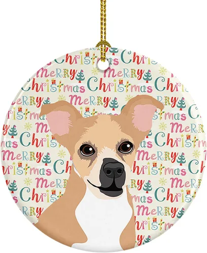 Miniatura 122 de Caroline's Treasures Bulldog Francés Azul de Navidad Adorno de Cerámica Decoraciones Colgantes para Árbol de Navidad para Hogar Navidad, Festividad