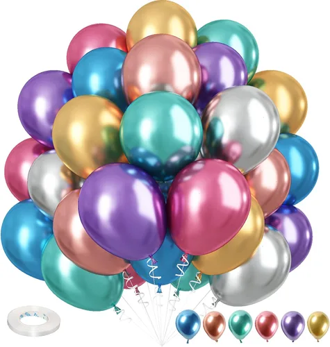 Miniatura 21 de Globos de látex de confeti azul turquesa, azul claro, menta, verde, plateado y blanco, juego de globos de látex de confeti, azul aguamarina, blanco