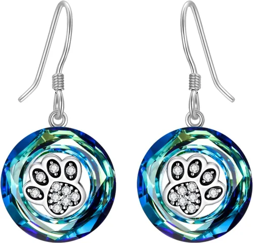 Miniatura 8 de POPKIMI Bonitos aretes colgantes de animales, joyería de animales, regalos de cumpleaños y Navidad para mujeres, aretes de ópalo de cristal de plata