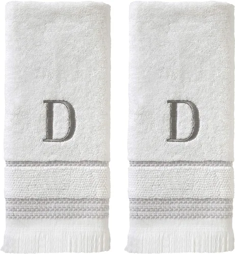 Miniatura 23 de SKL Home Toalla de baño casual con monograma, S, 28 x 54 pulgadas, color blanco