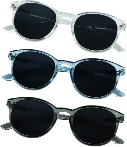Miniatura 16 de YEIN 3 Pack Sunglasses for Men and Women, UV Protection Outdoor Glasses Vintage Square Full Frame Muse_clear azul+gris claro+champán