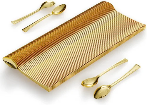 Miniatura 3 de Exquisite Mini cucharas para postres – Paquete a granel de postre dorado 4800 – Aperitivo de plástico desechable de 4.5 pulgadas, aspecto