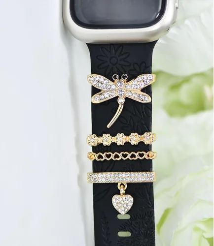 Miniatura 5 de Dijes decorativos de diamantes para mujer, anillos decorativos de diamantes para correas de Apple Watch de 1.929 in, 1.772 in, 1.732 in, 1.654 in