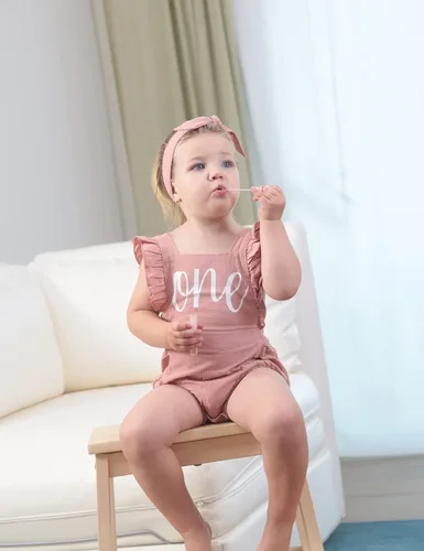 Miniatura 2 de Shalofer Traje de primer cumpleaños para bebé niña con diadema