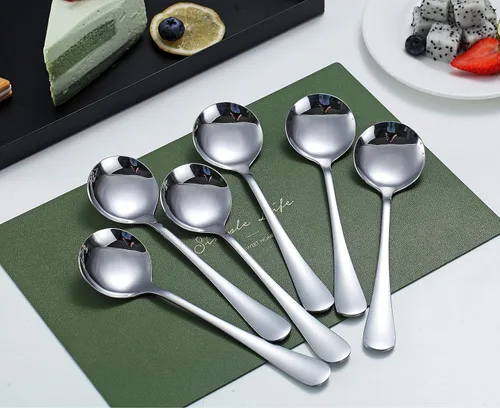Miniatura 2 de Kyraton Cucharas redondas de acero inoxidable de 12 piezas, cucharas de cena y mesa, juego de cubiertos, aptas para lavavajillas 2. 12 piezas plata