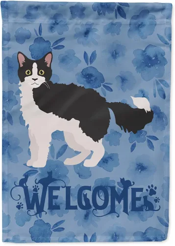 Miniatura 221 de Caroline's Treasures CK4813CHF - Bandera de bienvenida con gato abisinio azul, manga grande, para porche, para colgar en la pared, poliéster