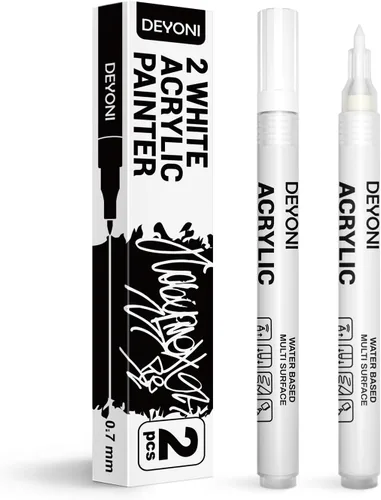 Miniatura 9 de Paquete de 2 bolígrafos de pintura acrílica negra, punta extrafina de 0.028 in, marcadores acrílicos a base de agua para madera, papel, pintura